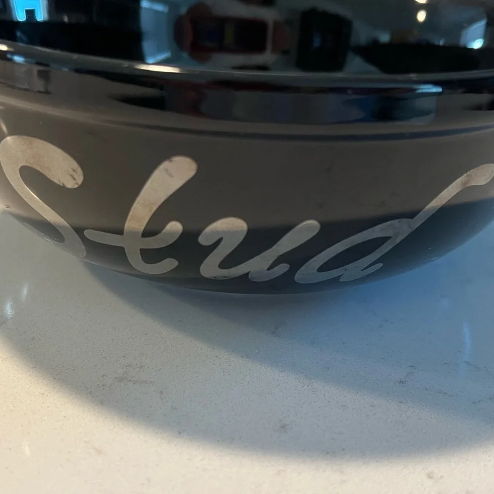 “Stud” black ceramic dog bowl